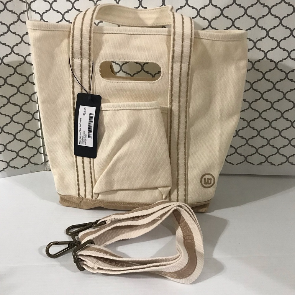 NWT Wantable Canvas Tote Bag in Cream with Removable Strap